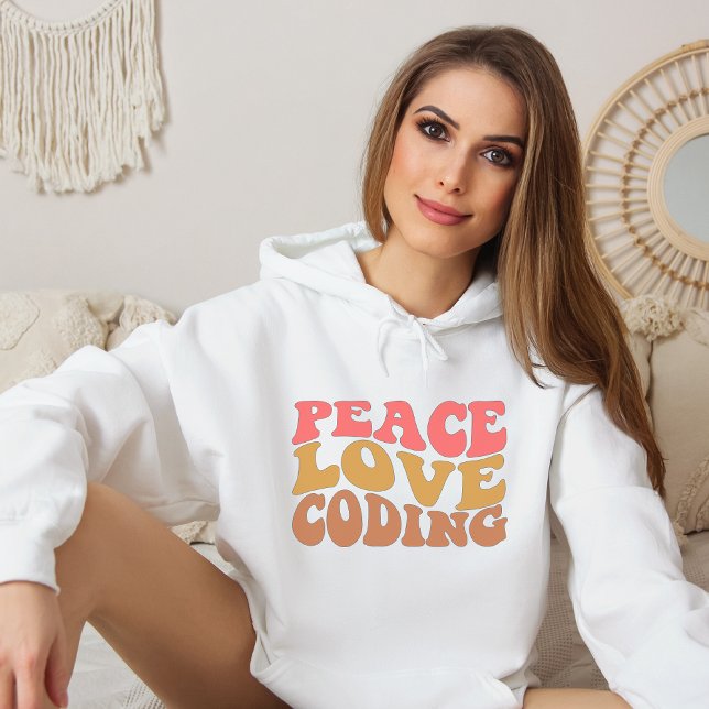 Retro Peace Love Coding Hoodie (Creator Uploaded)