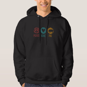 Retro Peace Love Pig For Men Women, Farm Animal, F Hoodie