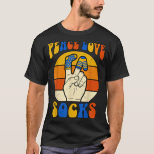 Retro peace love socks trisomy 21 awareness t21 T-Shirt