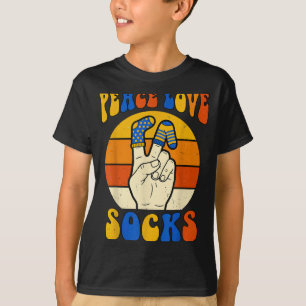 Retro peace love socks trisomy 21 awareness t21 T-Shirt