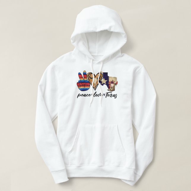 Retro Peace Love Texas Cowboy Boots Western Countr Hoodie (Design Front)
