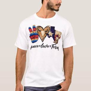 Retro Peace Love Texas Cowboy Boots Western Countr T-Shirt