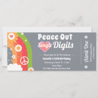 Retro Peace Out 10th Birthday Ticket