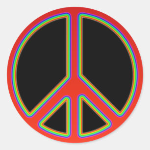 RETRO PEACE SIGN CLASSIC ROUND STICKER