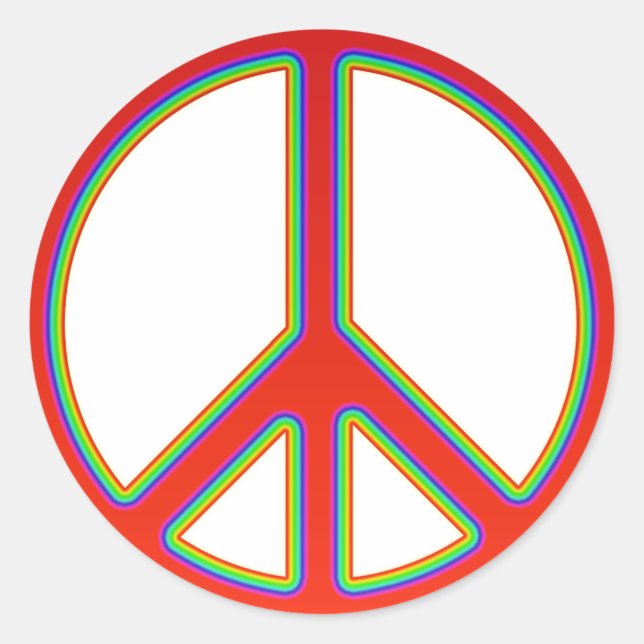RETRO PEACE SIGN CLASSIC ROUND STICKER (Front)