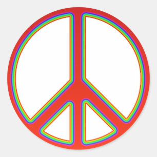 RETRO PEACE SIGN CLASSIC ROUND STICKER