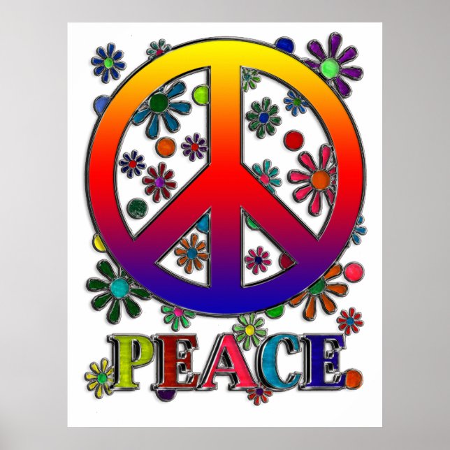 Retro Peace Sign & Flowers (Front)
