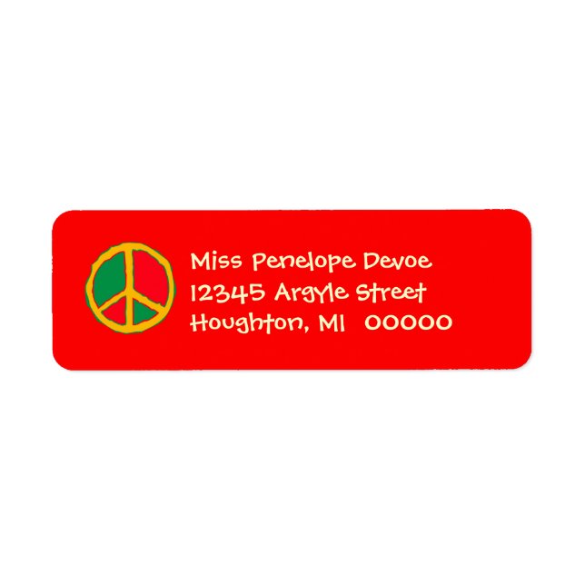 Retro Peace Sign in Bright Return Address Labels (Front)