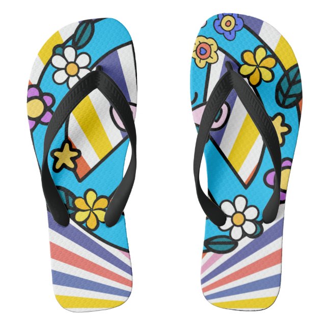 Retro Peace Sign Jandals (Footbed)