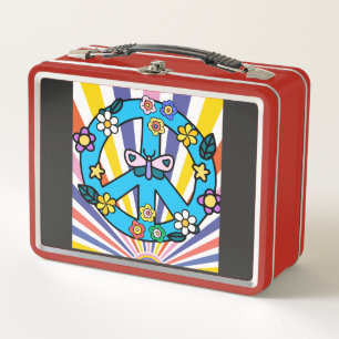 Retro Peace Sign Metal Lunch Box