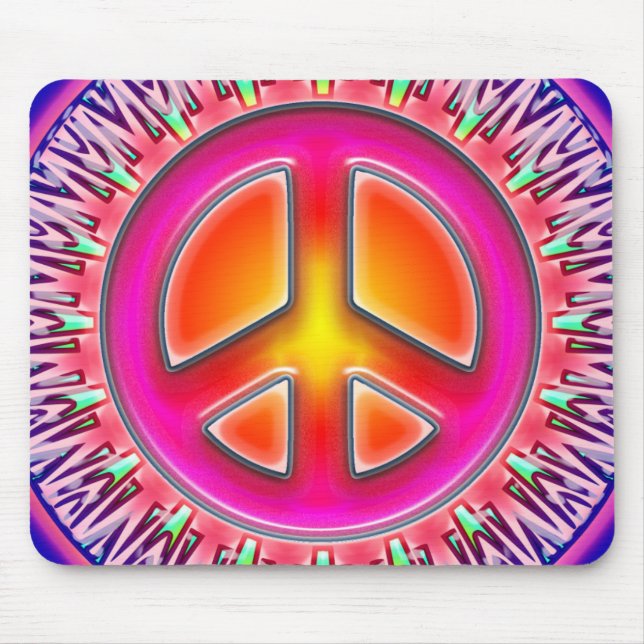 RETRO PEACE SIGN ORNAMENT MOUSE PAD (Front)