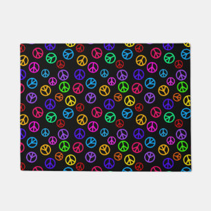 Retro Peace Sign Pattern Doormat