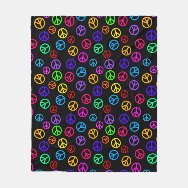 Retro Peace Sign Pattern Fleece Blanket (Front)