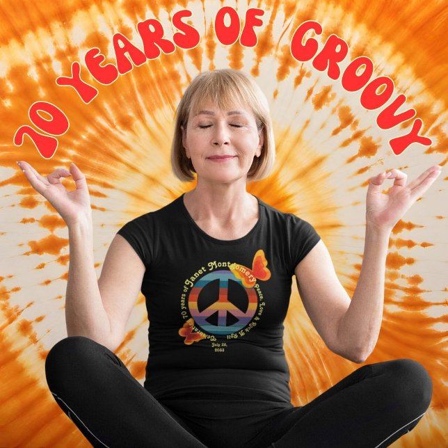 Retro Peace Sign Psychedelic Butterfly Birthday  T-Shirt (Creator Uploaded)