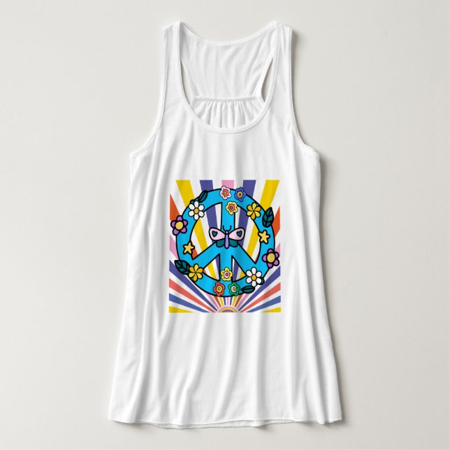 Retro Peace Sign Singlet (Design Front)