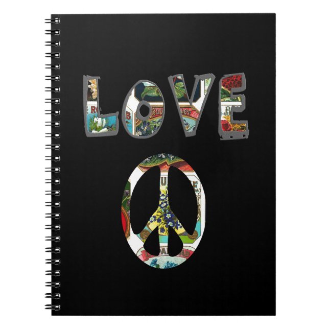 Retro Peace Sign Spiral Notebook (Front)