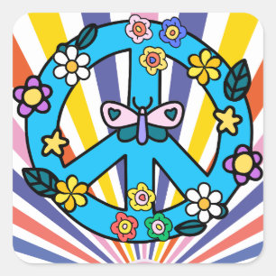 Retro Peace Sign Square Sticker