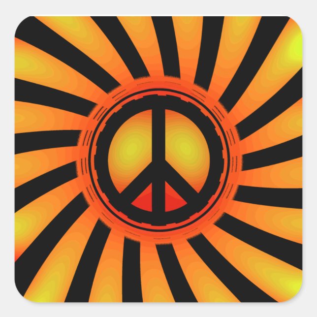Retro Peace Sign Square Sticker (Front)