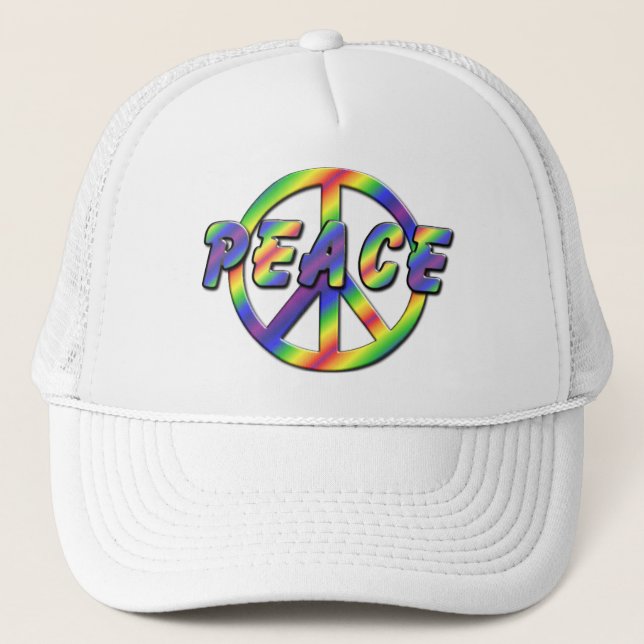 Retro Peace Sign Trucker Hat (Front)