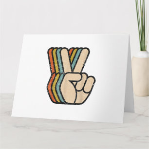 Retro Peace Sign V Fingers Vintage 60s 70s 80s Coo Card