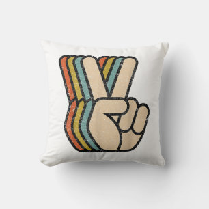 Retro Peace Sign V Fingers Vintage 60s 70s 80s Coo Cushion