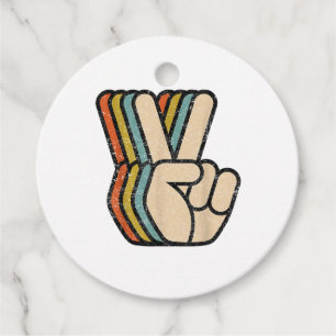 Retro Peace Sign V Fingers Vintage 60s 70s 80s Coo Favour Tags