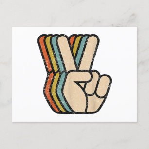 Retro Peace Sign V Fingers Vintage 60s 70s 80s Coo Holiday Postcard
