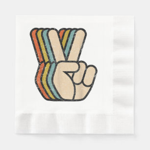 Retro Peace Sign V Fingers Vintage 60s 70s 80s Coo Napkin
