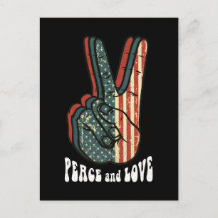 Retro Peace Sign Vintage 60's 70's Hippie Gift Postcard