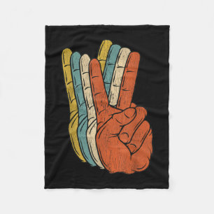 Retro Peace Vintage 60's 70's Hippie Fleece Blanket