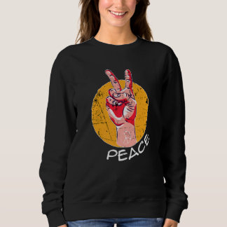 Retro Peace Vintage Passion Hand  Fingers Happines Sweatshirt