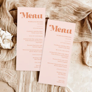 Retro Peach and Cream Wedding Menu
