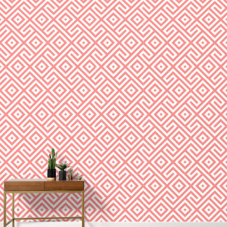 Retro Peach / Coral Abstract Geometric Pattern Wallpaper