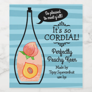 Retro peach cordial homemade wine vinegar wine label