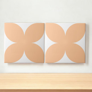 Retro Peach Floral Petal Mid Century Modern Design Tile