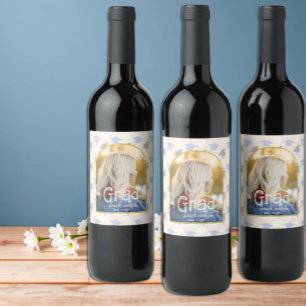 Retro Peach Graduation Announcement Wine Label