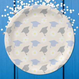 Retro Peach Graduation Paper Plate