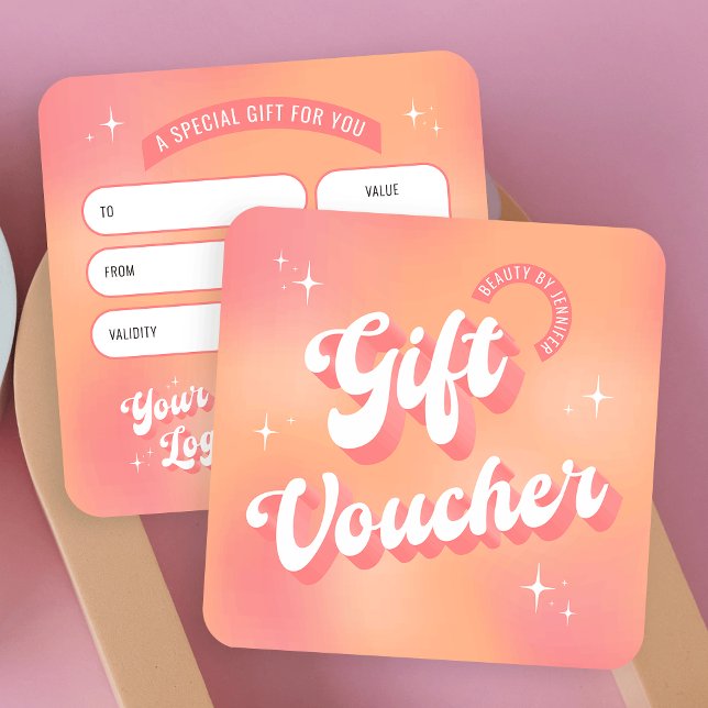 Retro Peach Groovy Nails Beauty Salon Gift Voucher (Embrace the nostalgia with this retro business gift voucher design, featuring groovy 70s design)