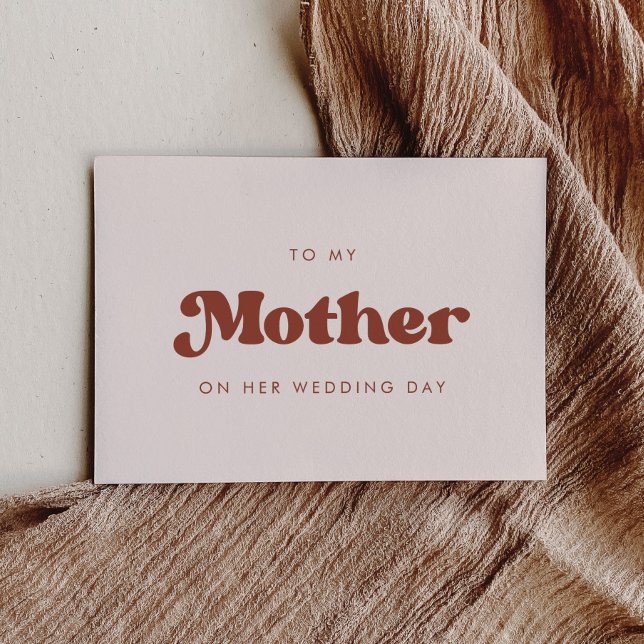 Retro peach To my mother on my wedding day card (Creator Uploaded)