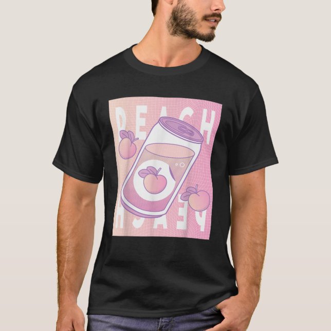 Retro Peach Vaporwave 90s Japanese Aesthetic Synth T-Shirt (Front)