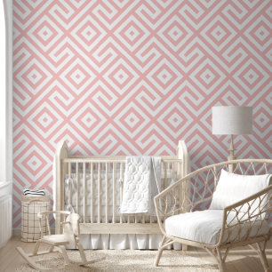 Retro Peachy Pink Abstract Geometric Pattern  Wallpaper