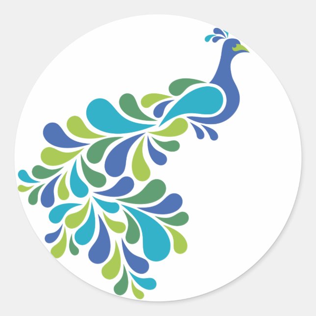 Retro Peacock Classic Round Sticker (Front)