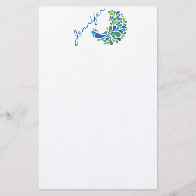 Retro Peacock Stationery (Front)