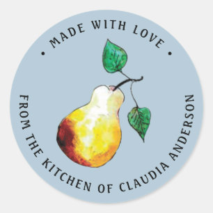 Retro Pear Packaging Hand-Illustrated Kitchen Gift Classic Round Sticker