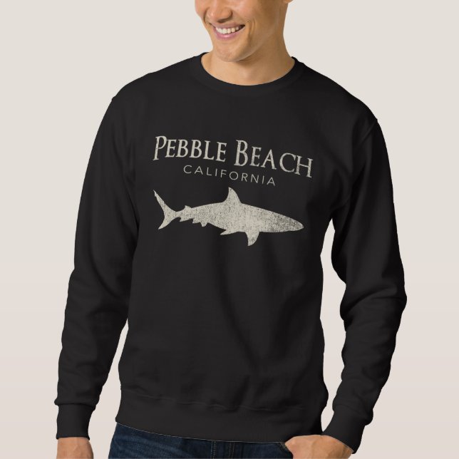 Retro Pebble Beach CA Shark Sweatshirt (Front)