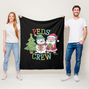 Retro Peds Crew Christmas Paediatrics Nurse Nursin Fleece Blanket
