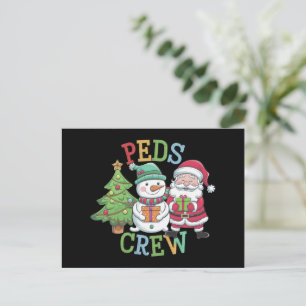 Retro Peds Crew Christmas Paediatrics Nurse Nursin Holiday Postcard