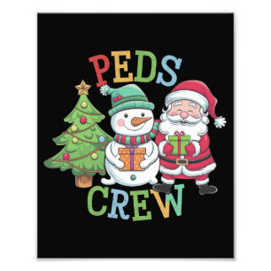 Retro Peds Crew Christmas Paediatrics Nurse Nursin Photo Print
