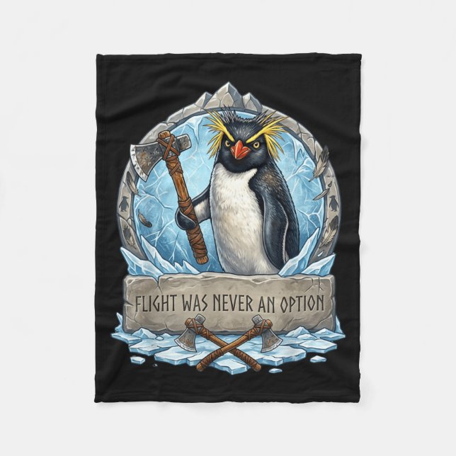 Retro Penguin Knife Meme Flight Never Option Humou Fleece Blanket (Front)