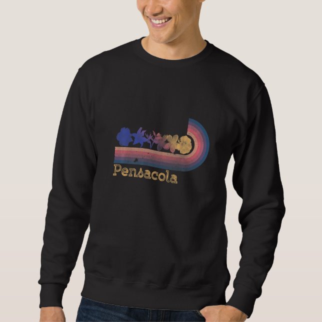 Retro Pensacola Tropical Flowers 80's Style Surfin Sweatshirt (Front)